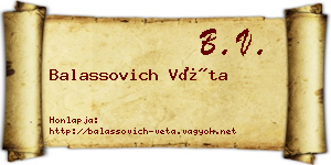 Balassovich Véta névjegykártya